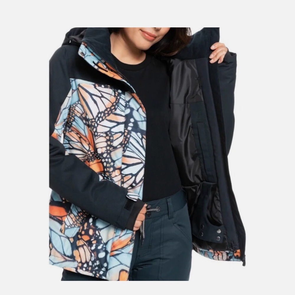 Roxy Women's Abstract Blue and Orange Ski Jacket - Picture 4 of 13